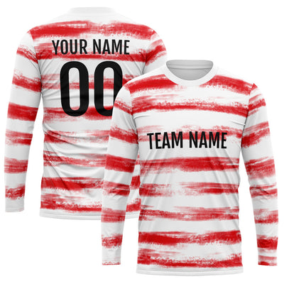 Custom Basketball Soccer Football Shooting Long T-Shirt for Adults and Kids White-Red enthsush