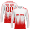 Custom Basketball Soccer Football Shooting Long T-Shirt for Adults and Kids White-Red enthsush