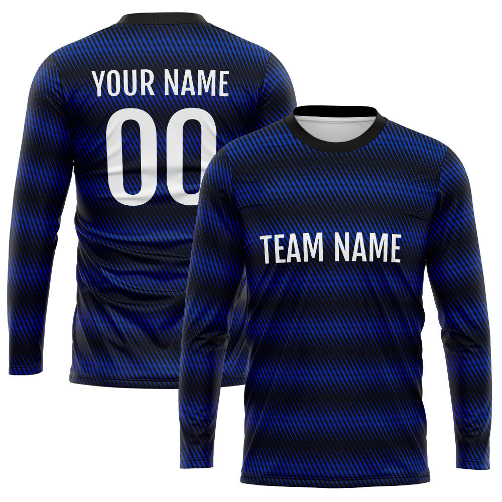 Custom Basketball Soccer Football Shooting Long T-Shirt for Adults and Kids Black-Royal enthsush