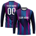 Custom Basketball Soccer Football Shooting Long T-Shirt for Adults and Kids Navy-Pink enthsush
