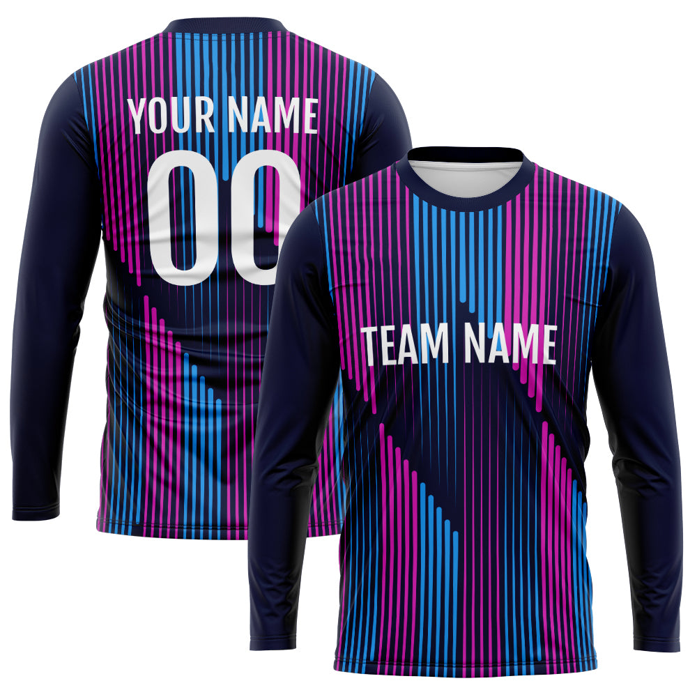 Custom Basketball Soccer Football Shooting Long T-Shirt for Adults and Kids Navy-Pink enthsush