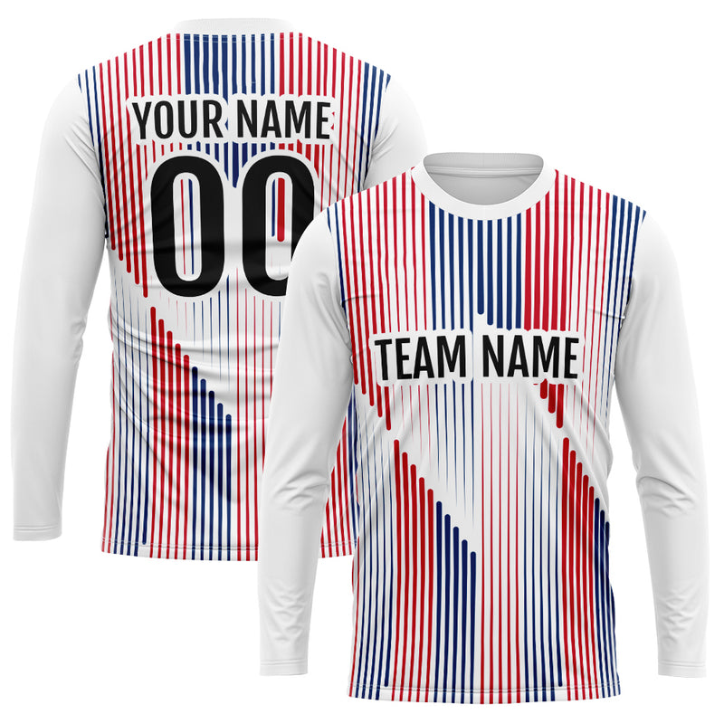 Custom Basketball Soccer Football Shooting Long T-Shirt for Adults and Kids White-Red-Navy