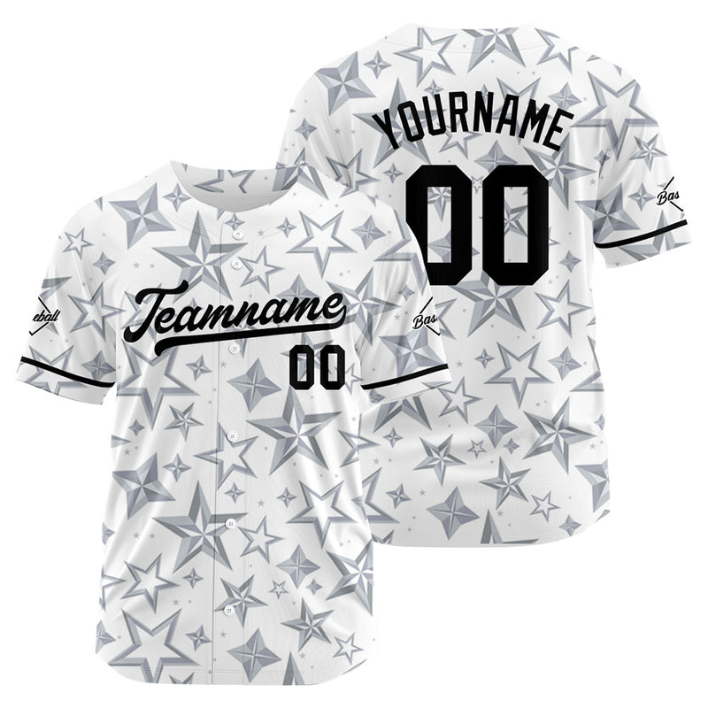 Custom Full Print Design Authentic Baseball Jersey white-gray