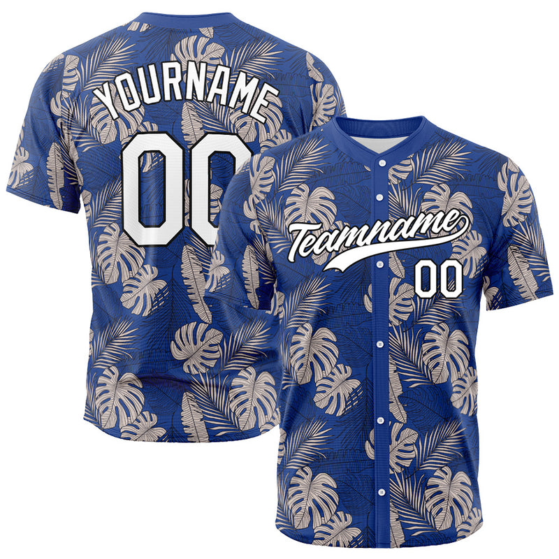 Custom Full Print Design Authentic Baseball Jersey Tropical plants
