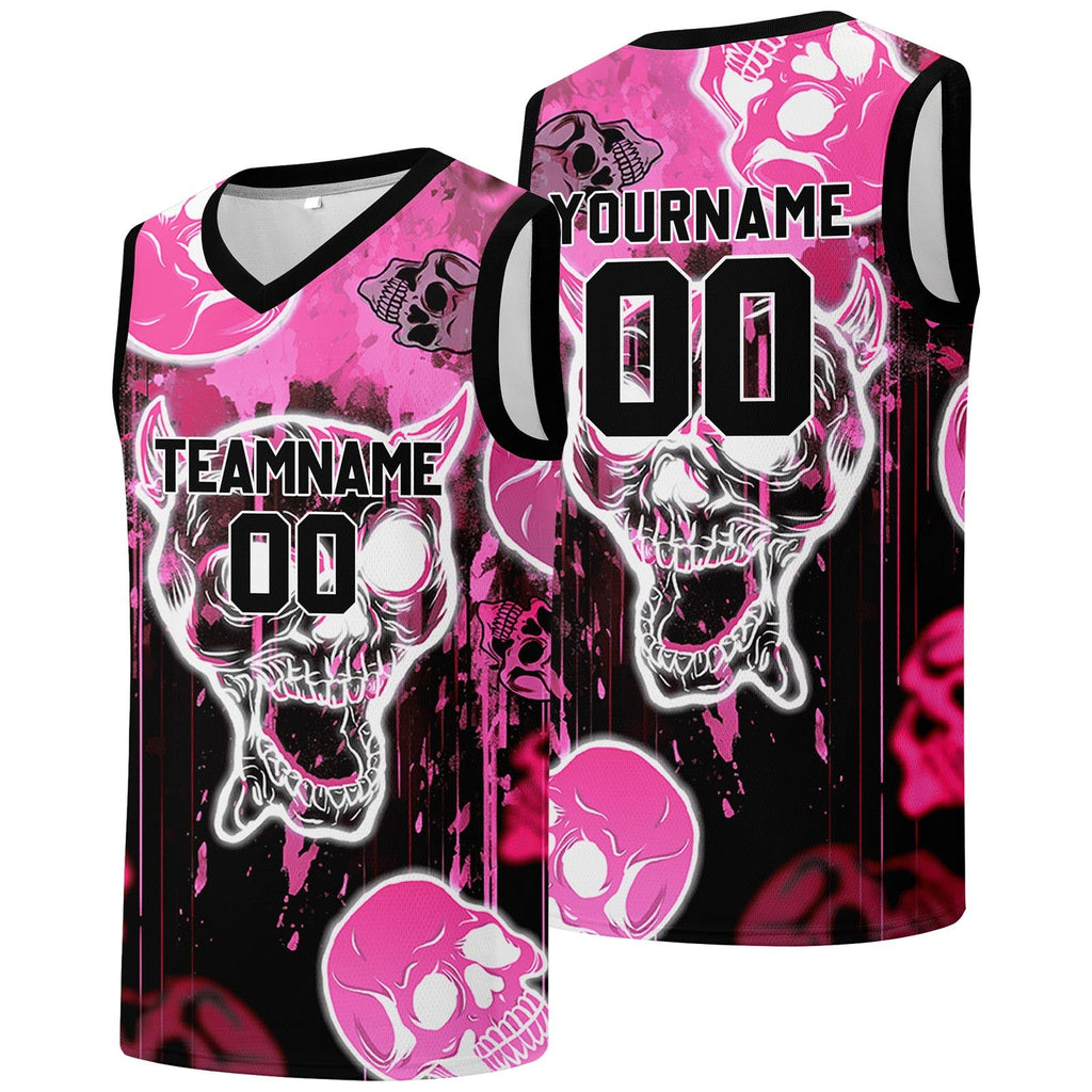 Custom basketball jersey for men and women. Stitched and printed name, number and logo Pink enthsush