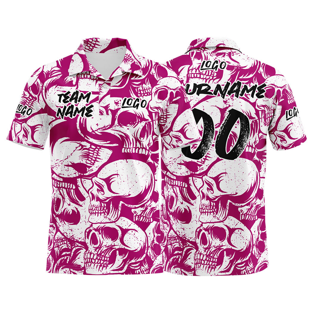 Custom Football Polo Shirts  Add Your Unique Logo/Name/Number Red Violet&White enthsush