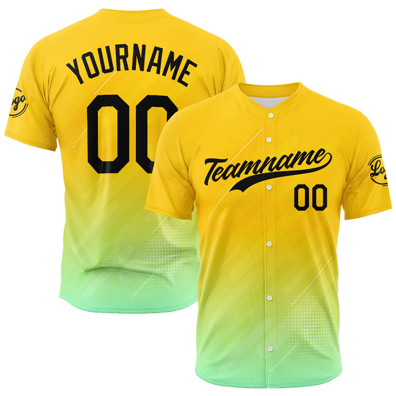 Custom Full Print Design Authentic Baseball Jersey yellow-green