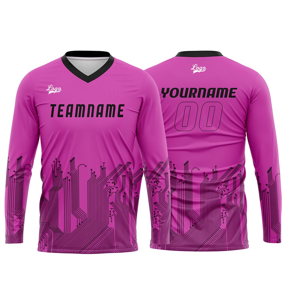 Custom Pink Black Basketball Soccer Football Shooting Long T-Shirt for Adults and Kids enthsush