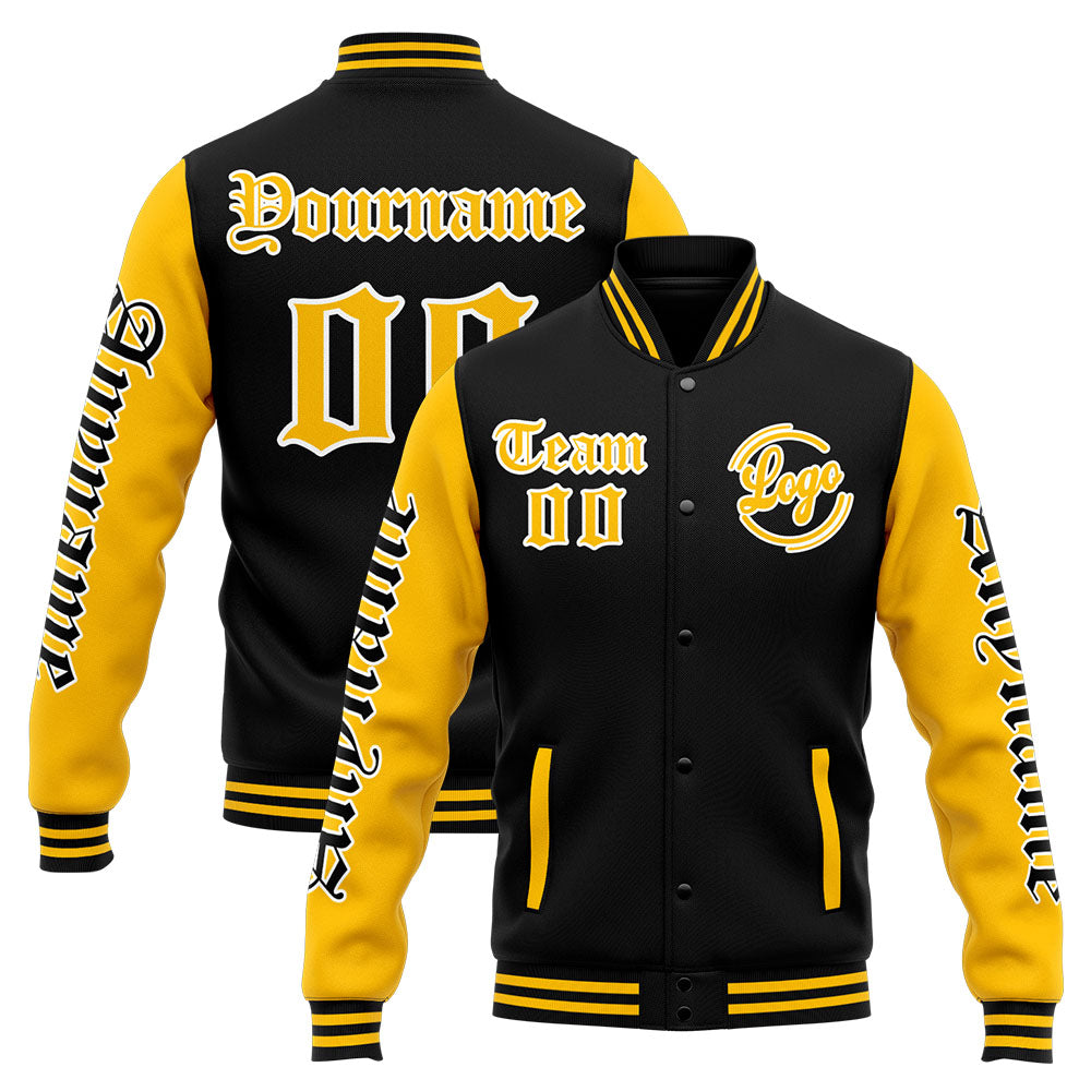 Custom Varsity Jacket Letterman jacket for Men, Women and Youth Yellow Black enthsush