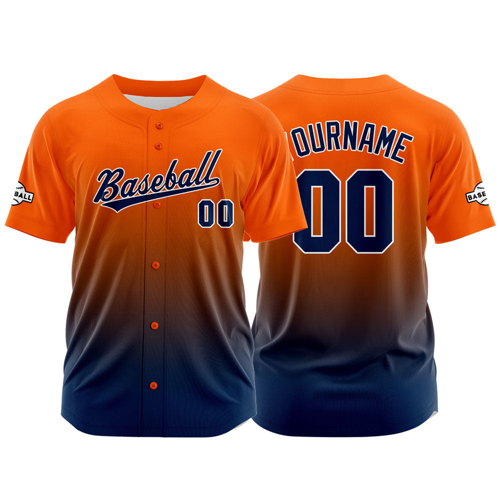 Custom Full Print Design Authentic Baseball Jersey navy-orange enthsush