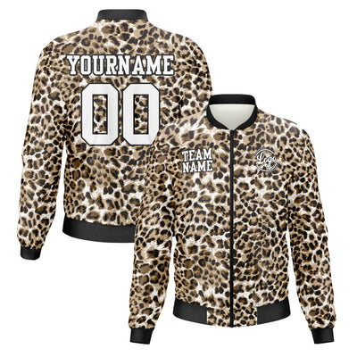 Custom Long Sleeve Windbreaker Jackets Uniform Printed Your Logo Name Number Leopard Print enthsush