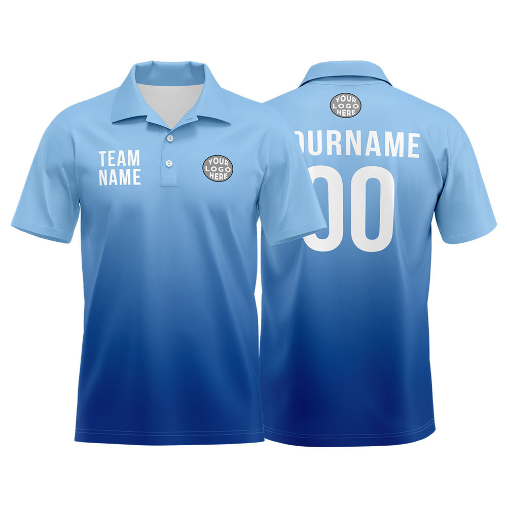 Custom Light Blue Football Polo Shirts Add Your Unique Logo/Name/Number enthsush