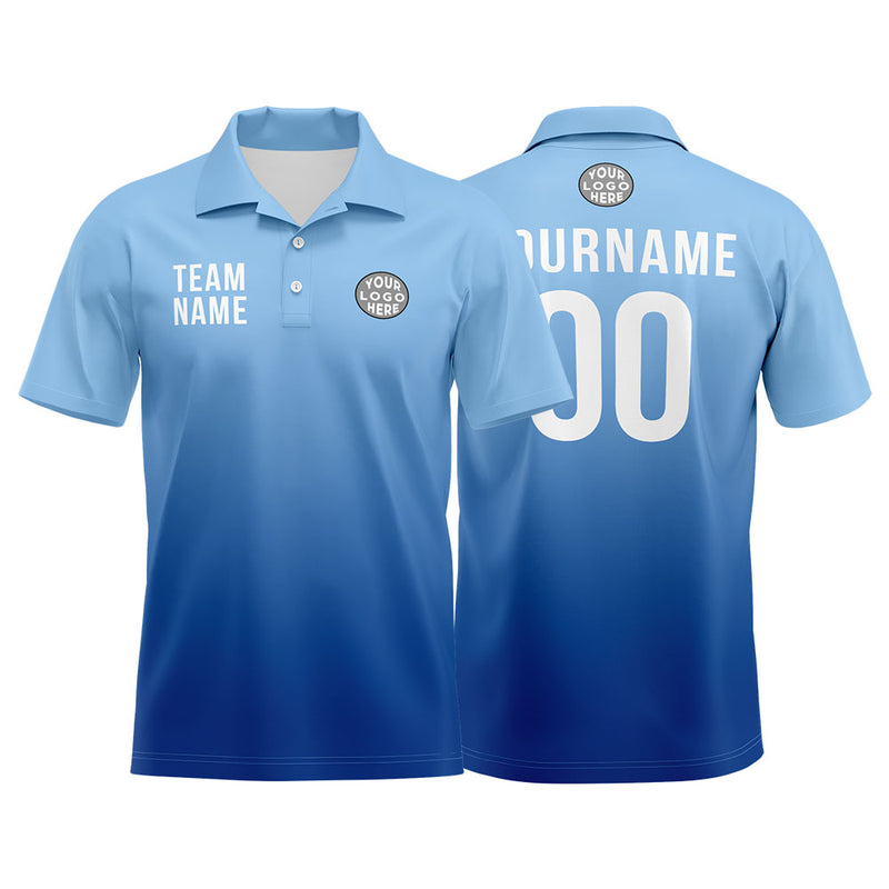 Custom Light Blue Football Polo Shirts Add Your Unique Logo/Name/Number