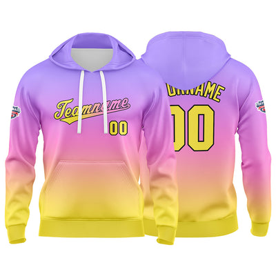 Custom Gradient Hoodie For Man Woman Girl Boy Print Your Logo Name Number Purple  Pink Yellow enthsush