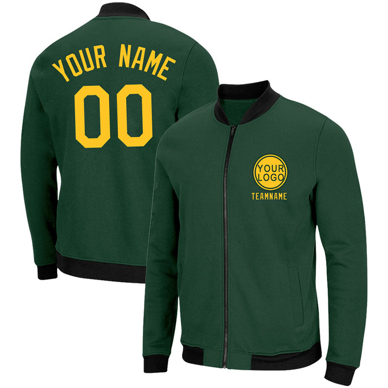 Custom Long Sleeve Windbreaker Jackets Uniform Printed Your Logo Name Number Green-Yellow enthsush