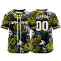 Custom Baseball Jersey Personalized Baseball Shirt for Men Women Kids Youth Teams Stitched and Print Rose Skull&Yellow enthsush