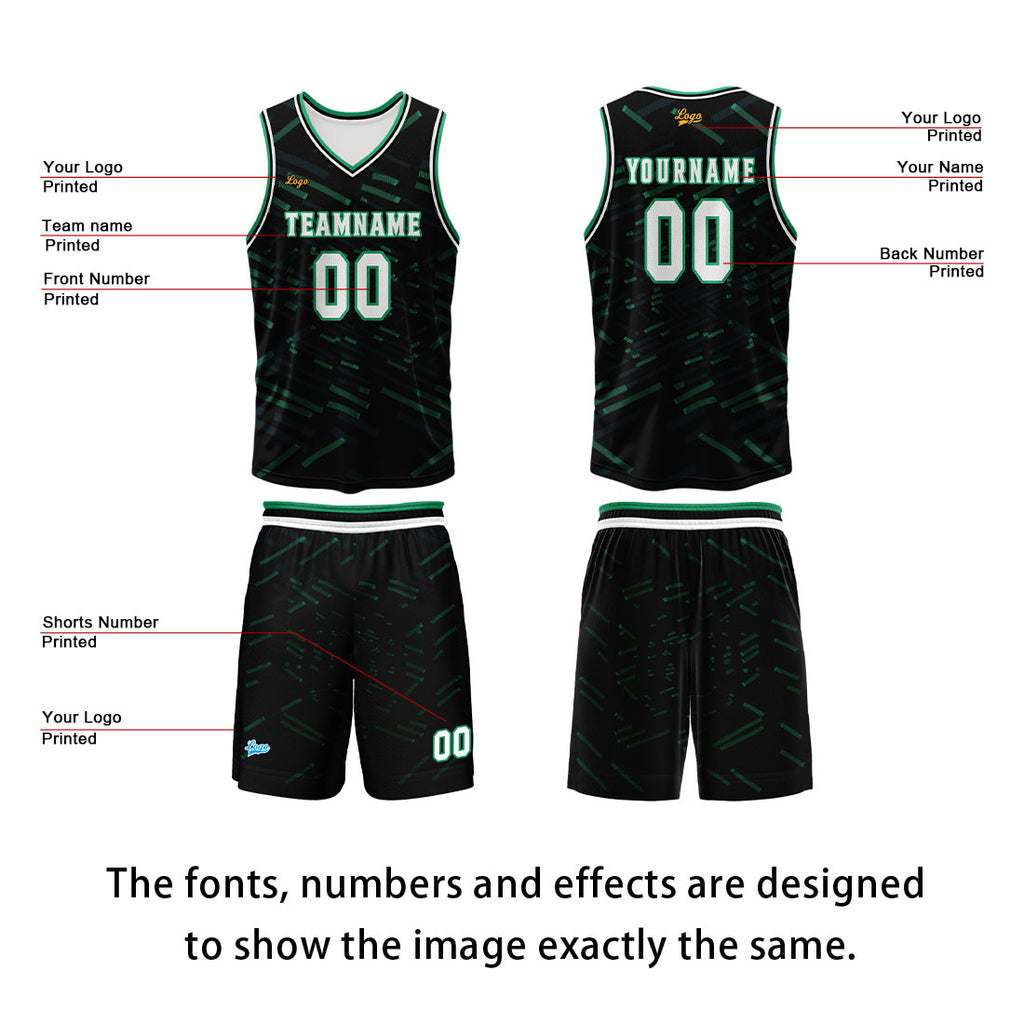 Custom Black Dark Green Basketball Jersey Uniform Suit Printed Your Logo Name Number enthsush