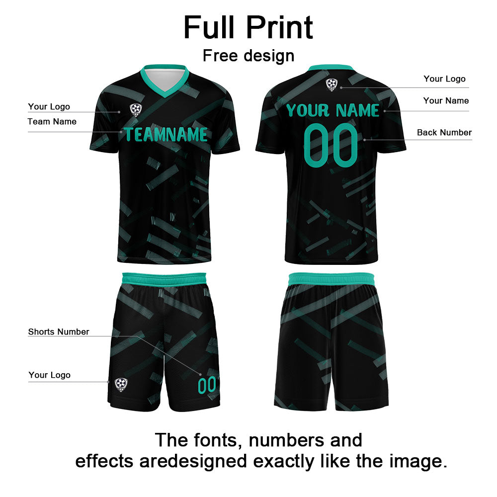 Custom Black Dark Green Jerseys for Men Women Personalized Soccer Uniforms for Adult and Kid enthsush