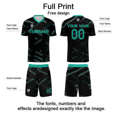Custom Black Dark Green Jerseys for Men Women Personalized Soccer Uniforms for Adult and Kid enthsush