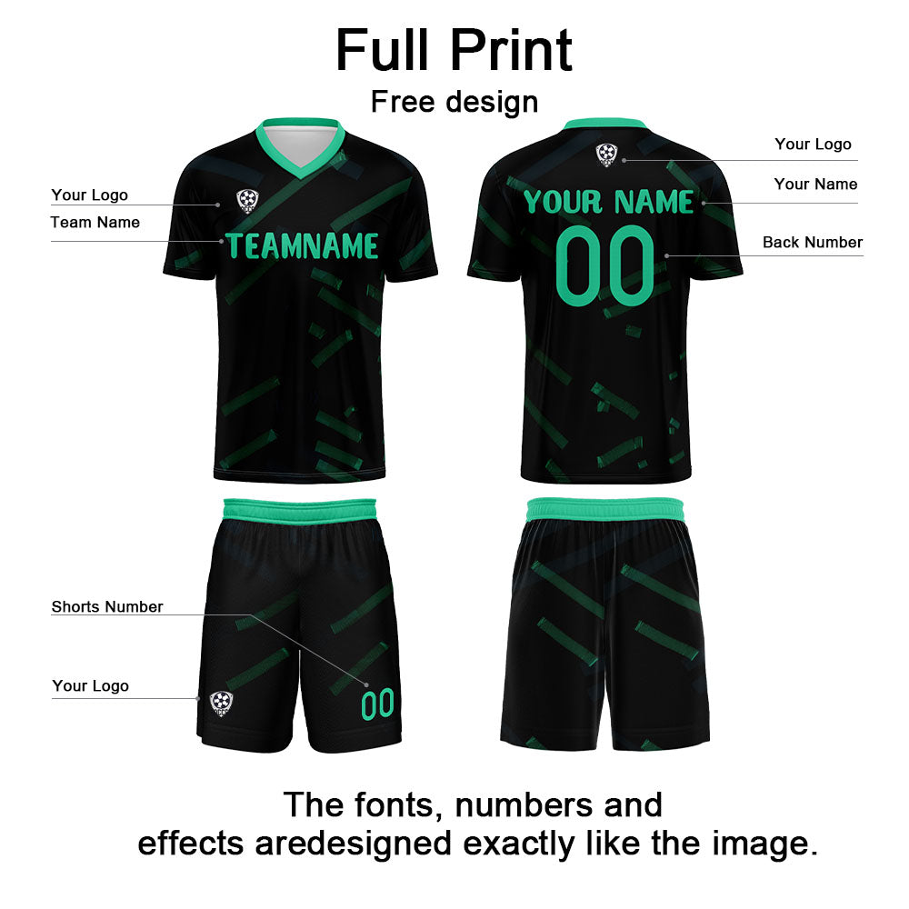 Custom Black Grass Green Jerseys for Men Women Personalized Soccer Uniforms for Adult and Kid enthsush