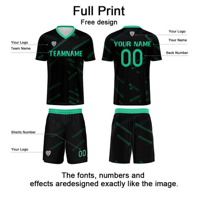 Custom Black Grass Green Jerseys for Men Women Personalized Soccer Uniforms for Adult and Kid enthsush