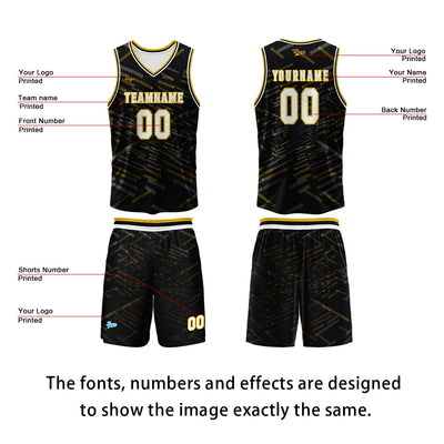 Custom Black Yellow Basketball Jersey Uniform Suit Printed Your Logo Name Number enthsush