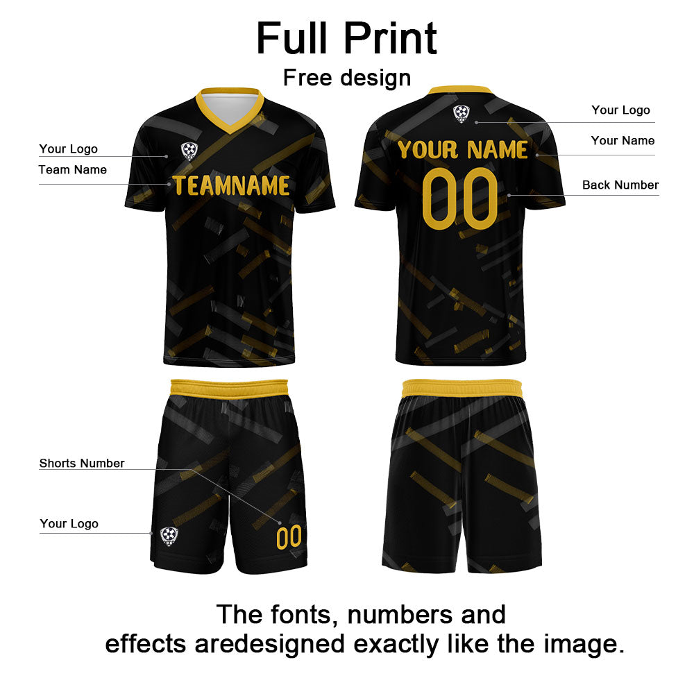 Custom Black Lemon Yellow Jerseys for Men Women Personalized Soccer Uniforms for Adult and Kid enthsush