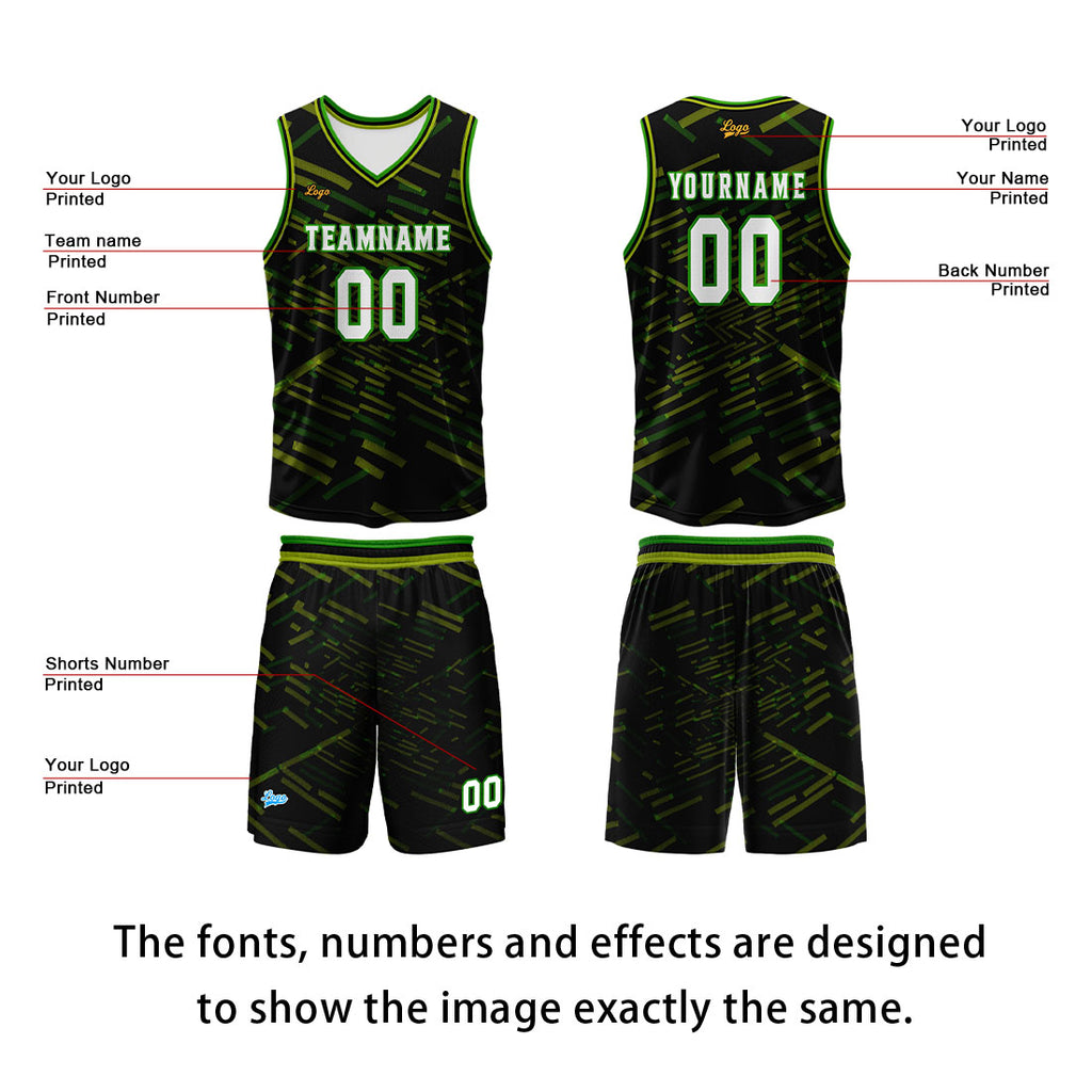 Custom Black Green Basketball Jersey Uniform Suit Printed Your Logo Name Number enthsush