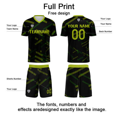 Custom Black Yellow Green Jerseys for Men Women Personalized Soccer Uniforms for Adult and Kid enthsush