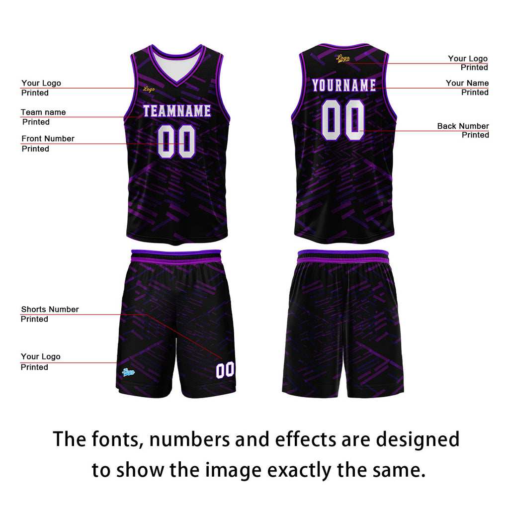 Custom Purple Basketball Jersey Uniform Suit Printed Your Logo Name Number enthsush