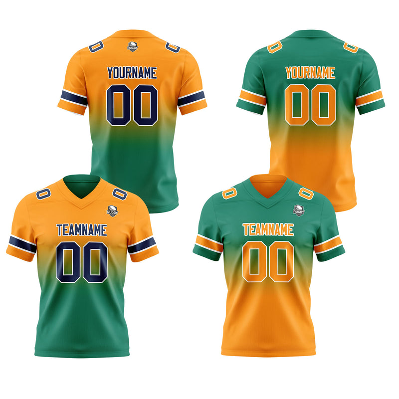 Custom Orange Green Reversible Gradient Football Jersey Personalized Football Shirts for Men Women  Printed Team Name Number Logo