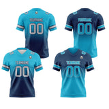 Custom Aqua Dark Blue Reversible Gradient Football Jersey Personalized Football Shirts for Men Women  Printed Team Name Number Logo