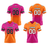 Custom Rose Orange Reversible Gradient Football Jersey Personalized Football Shirts for Men Women  Printed Team Name Number Logo