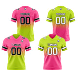 Custom Pink Chartreuse Reversible Gradient Football Jersey Personalized Football Shirts for Men Women  Printed Team Name Number Logo