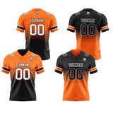 Custom Orange Black Reversible Gradient Football Jersey Personalized Football Shirts for Men Women  Printed Team Name Number Logo