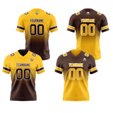 Custom Yellow Brown Reversible Gradient Football Jersey Personalized Football Shirts for Men Women  Printed Team Name Number Logo