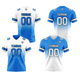 Custom White Blue Reversible Gradient Football Jersey Personalized Football Shirts for Men Women  Printed Team Name Number Logo