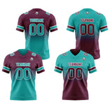Custom Burgundy Teal Reversible Gradient Football Jersey Personalized Football Shirts for Men Women  Printed Team Name Number Logo