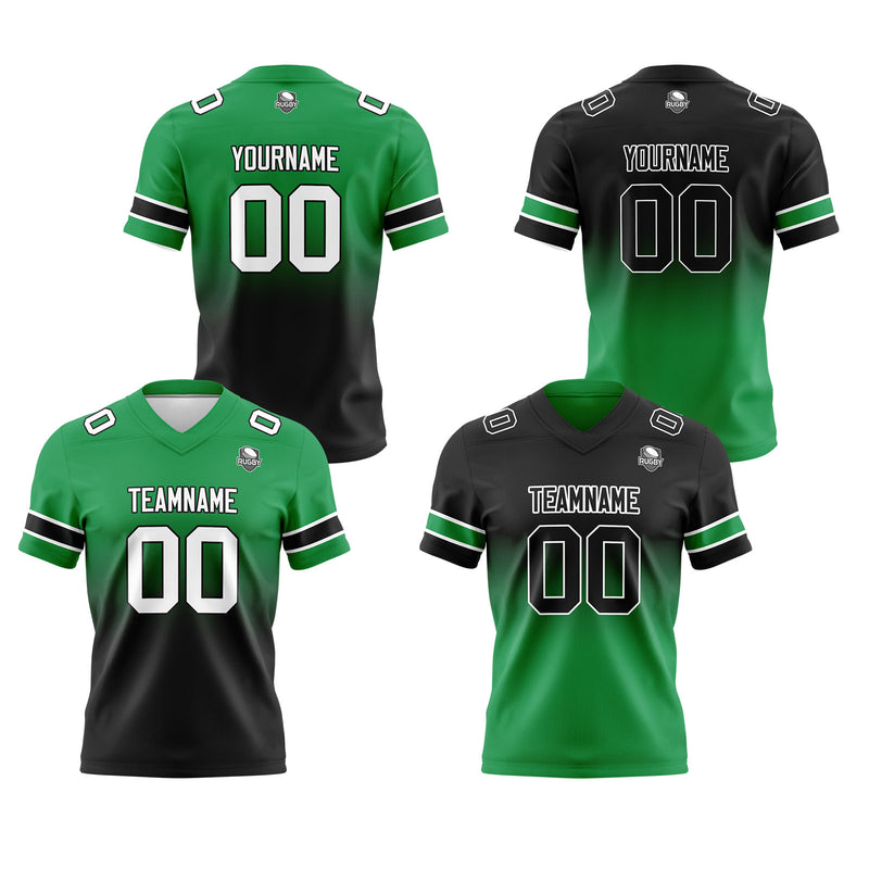 Custom Green Black Reversible Gradient Football Jersey Personalized Football Shirts for Men Women  Printed Team Name Number Logo