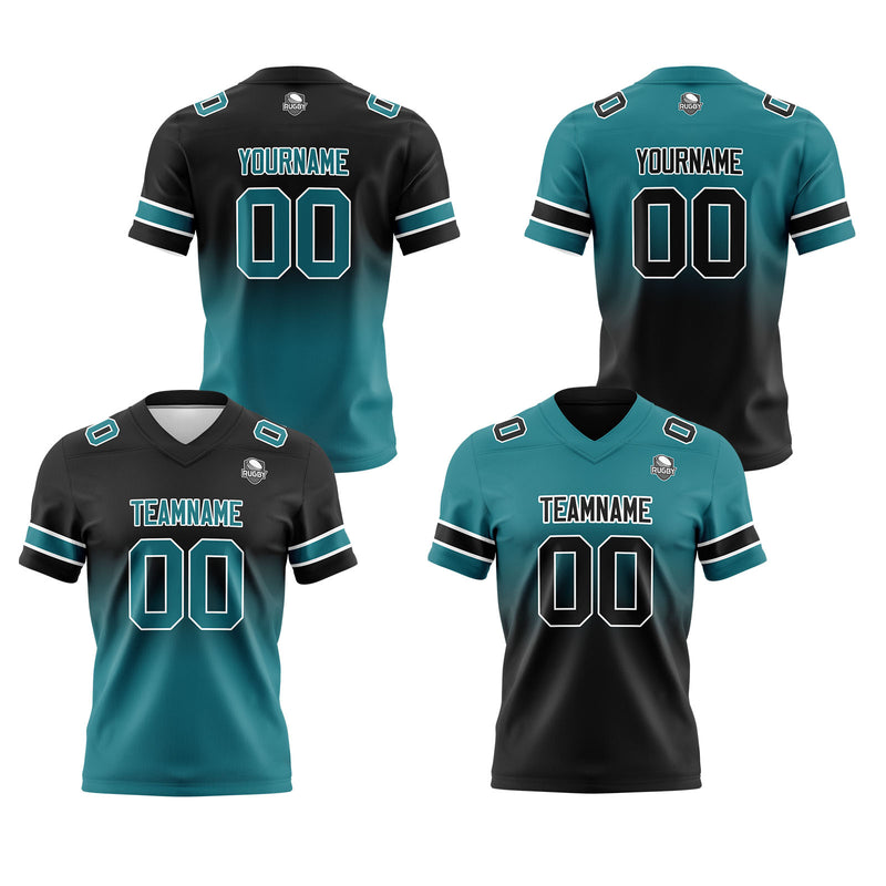 Custom Black Green Reversible Gradient Football Jersey Personalized Football Shirts for Men Women  Printed Team Name Number Logo