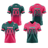 Custom Dark Green Pink Reversible Gradient Football Jersey Personalized Football Shirts for Men Women  Printed Team Name Number Logo