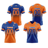 Custom Royal Orange Reversible Gradient Football Jersey Personalized Football Shirts for Men Women  Printed Team Name Number Logo