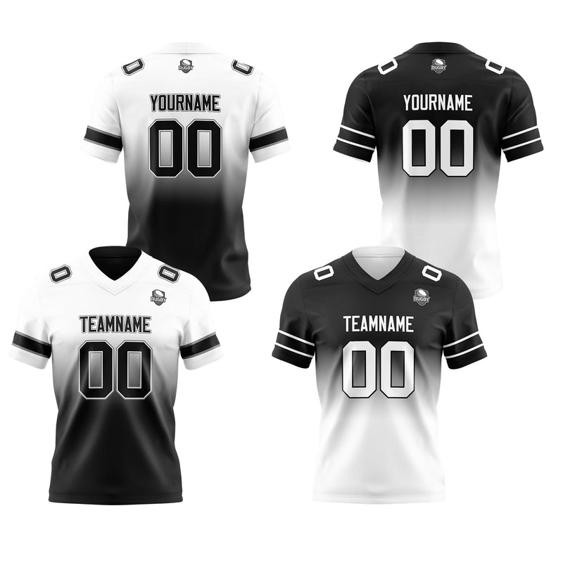 Custom White Black Reversible Gradient Football Jersey Personalized Football Shirts for Men Women  Printed Team Name Number Logo