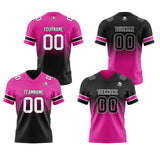 Custom Rose Black Reversible Gradient Football Jersey Personalized Football Shirts for Men Women  Printed Team Name Number Logo