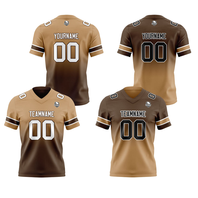 Custom Brown Reversible Gradient Football Jersey Personalized Football Shirts for Men Women  Printed Team Name Number Logo