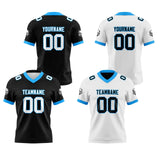 Custom Black White Blue Reversible Gradient Football Jersey Personalized Football Shirts for Men Women  Printed Team Name Number Logo
