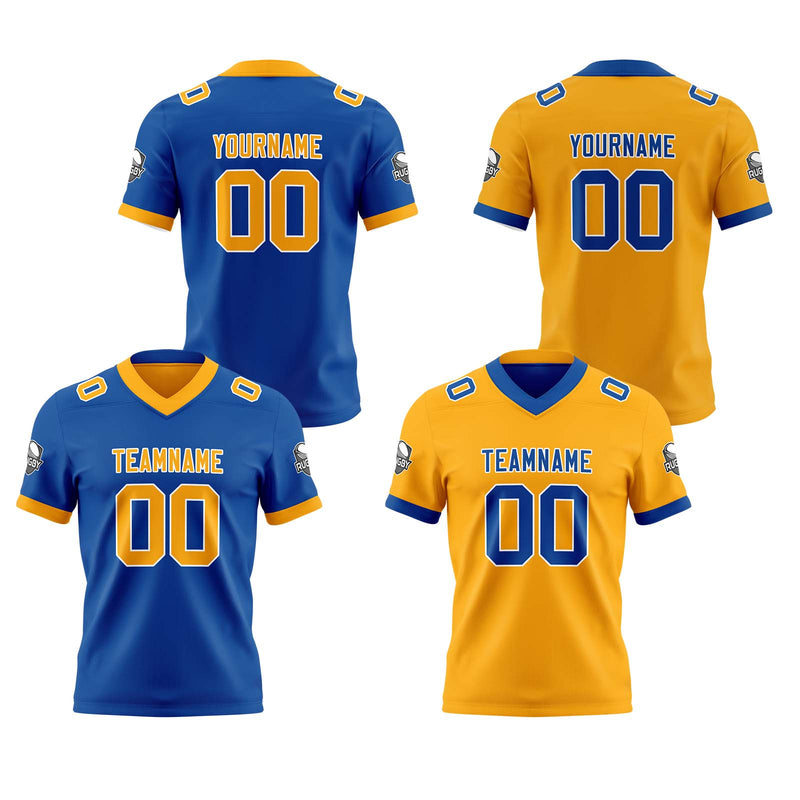 Custom Royal Orange Reversible Gradient Football Jersey Personalized Football Shirts for Men Women  Printed Team Name Number Logo