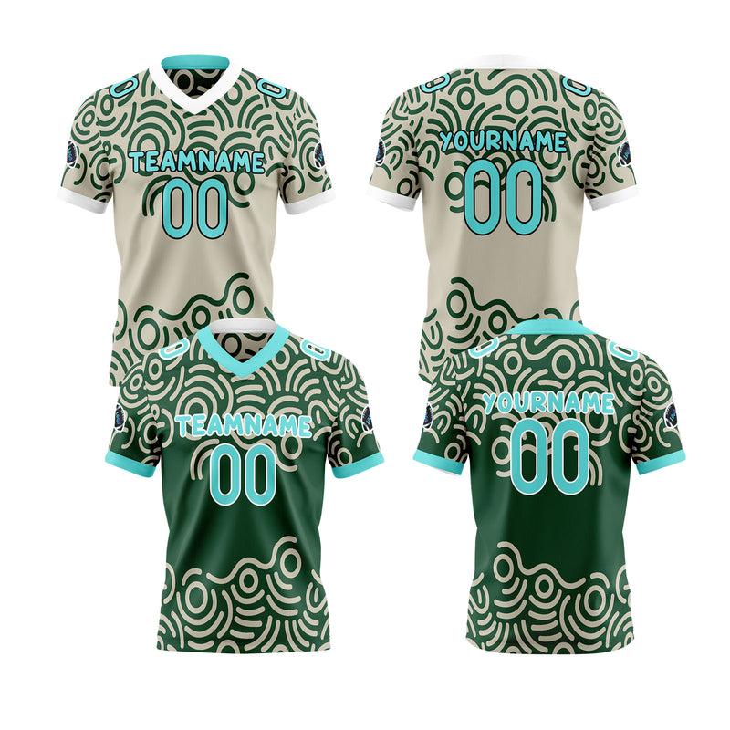 Custom Green Blue Reversible Football Jersey Personalized Gradient Football Shirts for Men Printed Team Name Number Logo