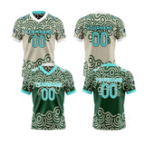 Custom Green Blue Reversible Football Jersey Personalized Gradient Football Shirts for Men Printed Team Name Number Logo