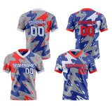 Custom Gray Blue Reversible Gradient Football Jersey Personalized Football Shirts for Men Women  Printed Team Name Number Logo